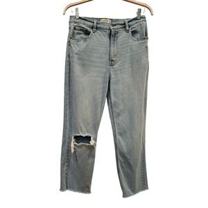 Abercrombie Fitch Ankle Straight Ultra High Rise Light Wash Distressed 30 x 24